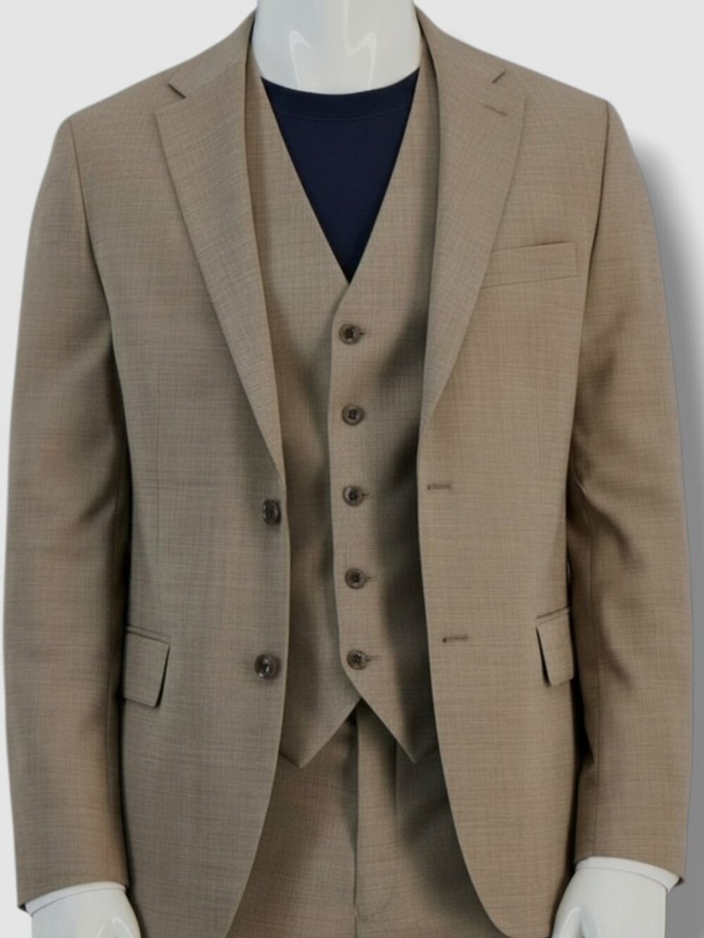 Tommy Hilfiger Men's Beige Modern-Fit Wool Blend 2-PC Jacket Pants Suit Size 42R